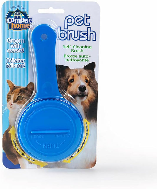Compac Self Cleaning Pet Brush Twist to Raise and Lower Bristles, Blue, 1 Count
