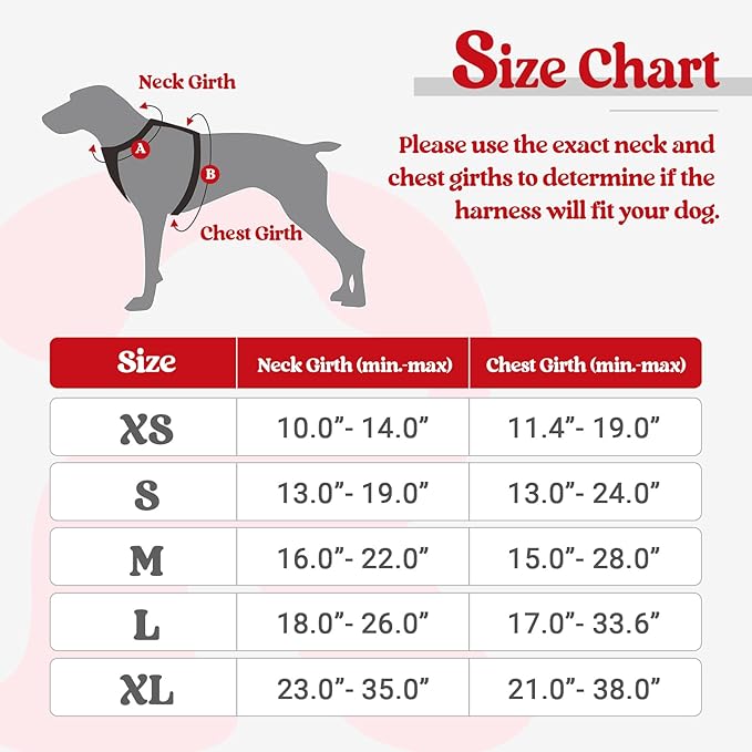 rabbitgoo Dog Harness, No-Pull Pet Harness with 2 Leash Clips, Adjustable Soft Padded Dog Vest, Reflective No-Choke Pet Oxford Vest with Easy Control Handle for Large Dogs, Red, L