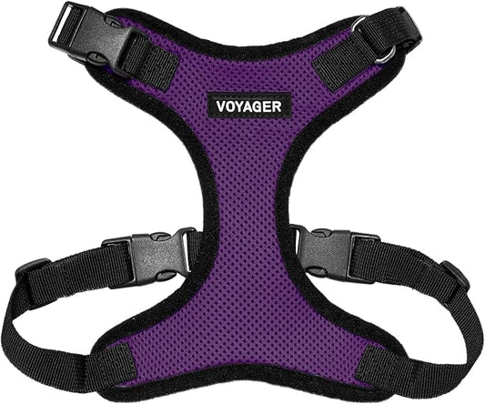 Voyager Step-in Lock Pet Harness - All Weather Mesh, Adjustable Step in Harness for Cats and Dogs by Best Pet Supplies - Purple/Black Trim, XL