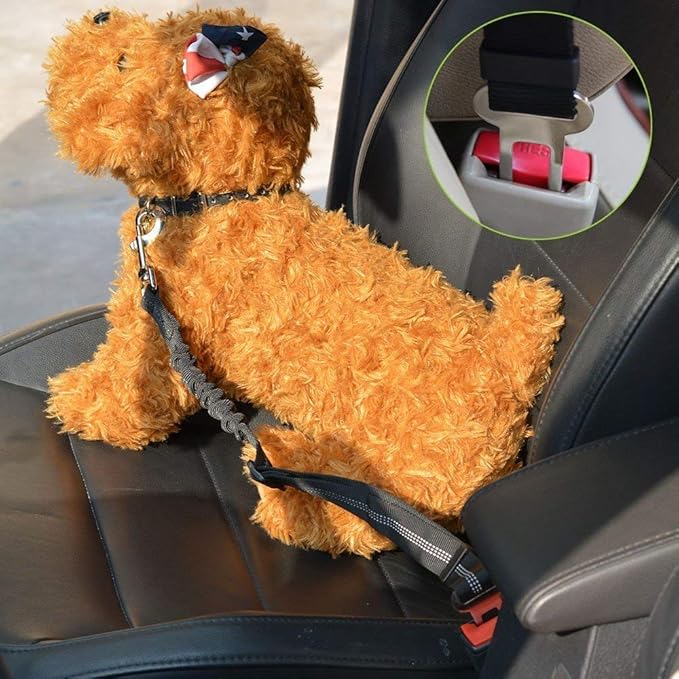 SlowTon Dog Seat Belt Harness for Car, Dog Car Harness Adjustable Mesh Breathable & Dog Seatbelt Safety Tether with Elastic Bungee for Small Medium Large Pets(Blue, Single Clip, S)