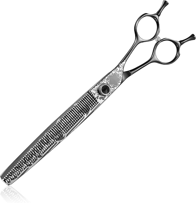 JASON 8 Inch Dog Thinning Scissors Ergonomic Pets Grooming Thinner Blender Shears Cat Trimming Texturizing with Offset Handle, Stainless Steel, Light Weight, Sharp, Safe, Comfortable