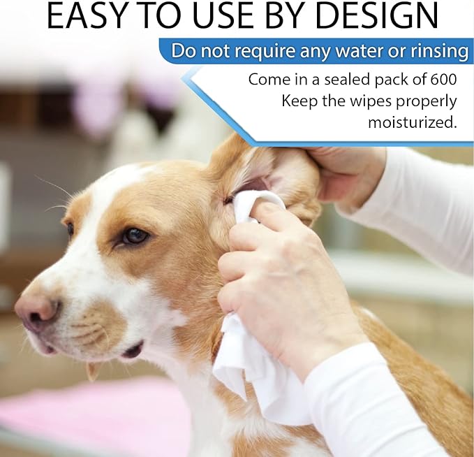 Dog Wipes for Dogs Cats, 600 Count All Purpose Cleaning Pet Wipes, Dog Ear Wipes, Quick Easy Grooming for Bums, Body, Paws, Eyes, for A Easy & Speedy Freshen-Up, 6 Travel Pack of 600 Wipes