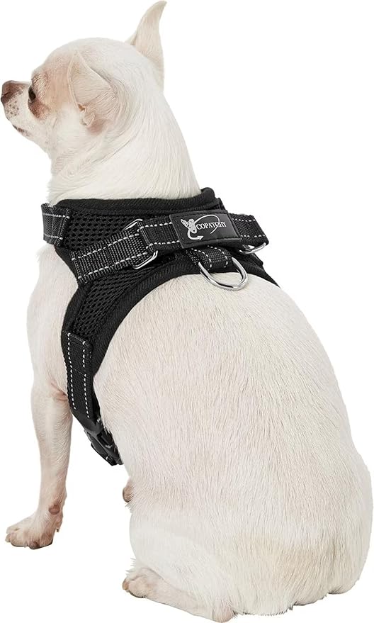 Dog Harness Small Sized Dogs - All Weather Mesh overhead adjustable no pull Vest Puppy reflective Harness with handle for Extra Small and Small Dogs by Copatchy - Harness (Black) X-Small