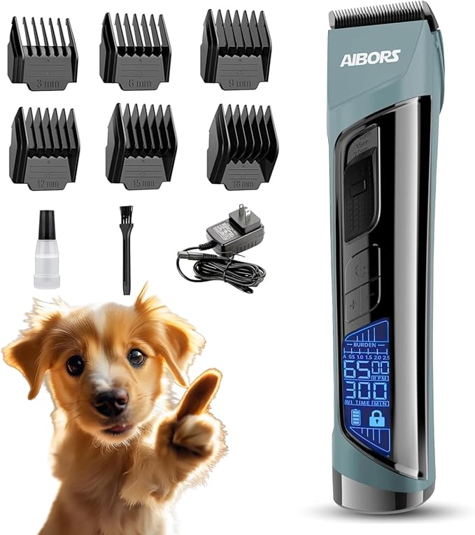 Dog Clippers Low Noise, 5-Speed Quiet Dog Grooming Kit High Power Rechargeable Cordless Electric Pet Hair Clippers Trimmer Shaver for Small and Large Dogs Cats