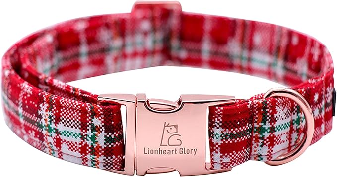 Lionheart glory Christmas Plaid Dog Collar, Dogs Collar Adjustable Soft and Comfortable Dog Collars for Large Dogs Girl or Boy Pet Gift Fall Collar Dog Collar