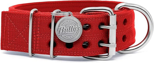 Pit Bull Collar, Dog Collar for Large Dogs, Heavy Duty Nylon, Stainless Steel Hardware (XXL, Fire Engine Red)