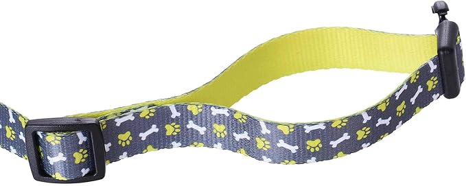 Mile High Life Dog Collar | Cute Puppy Collars | Lightweight Girl Dog Collar | Soft Boy Dog Collars | w Paws Bones Mustache Pattern (Gray, Small)