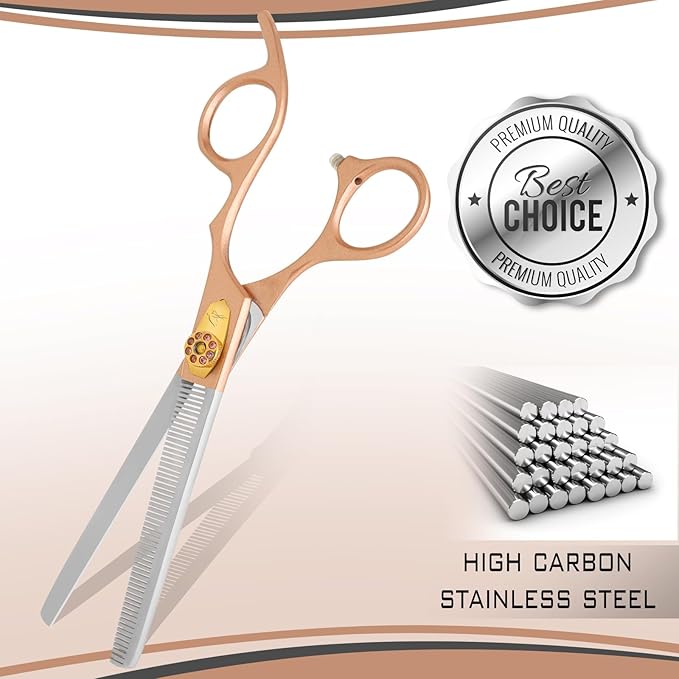 Thinning Shear for Dogs-7.5” Professional Thinning Shear with 56 Teeth, Japanese Stainless Steel,Ergonomic Heavy Duty Sharp and comfortable Blender Scissor for Dog, Cats and other Animals