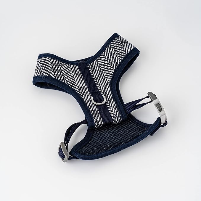 HUGO & HUDSON Dog Harness, No-Pull Anti Choke Tweed Harness Vest, Navy Herringbone, M
