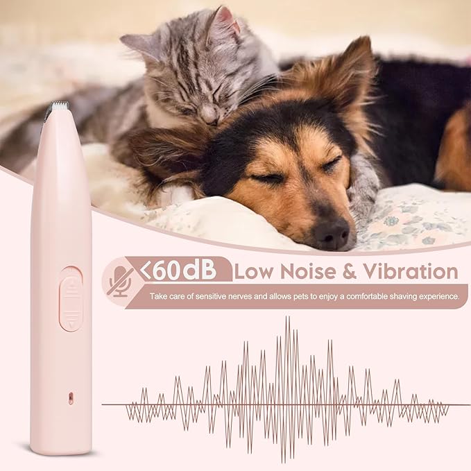 Dog Clippers for Grooming, Dog Paw Trimmer, Pet Paw Trimmer, Mini Trimmer for Dogs, Rechargeable, Low Noise for Trimming Dog Cat Hair Around Paws, Eyes, Ears, Face, Rump (Pink)