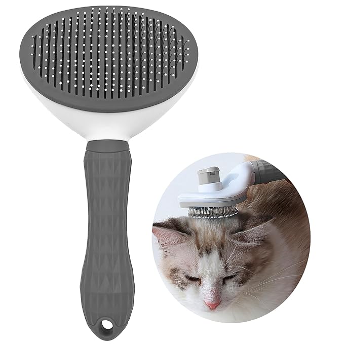 Dog Cat Brush Self Cleaning Slicker with Massage Rounded Particles Removes Loose Hair Tangles,Skin Friendly Washable