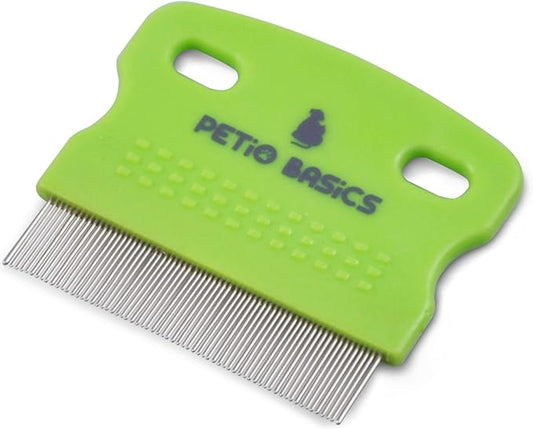 Tear Stain Comb Pet Grooming Tool by Petio Basics with 65 Stainless Steel Pins Safely Removes Mucus Around Eyes