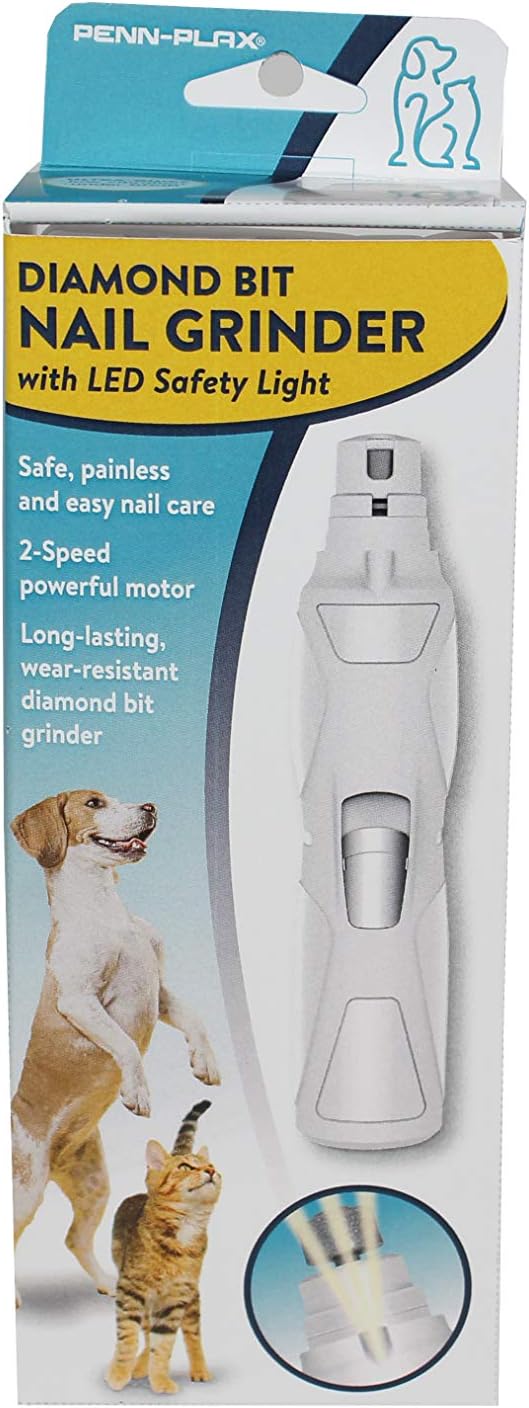 Penn-Plax Pet Nail Grinder with Diamond Bit, LED Safety Light, and 2 Speed Motor – USB Rechargeable (Charging Wire Included) – Safe for Cats and Dogs