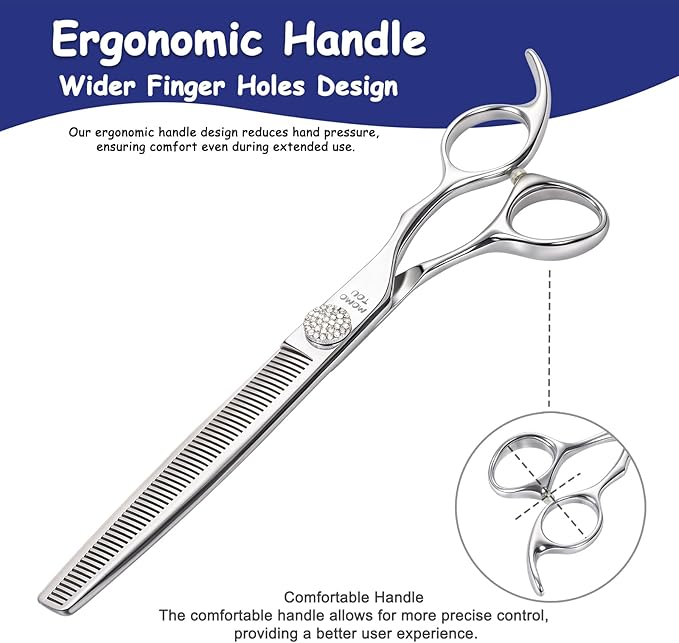 Professional Thinning Dog Grooming Scissors with Simulation Diamond 440C Stainless Steel Polished Pet Cat Thinner Blender Shears for Groomers and Home users 7''