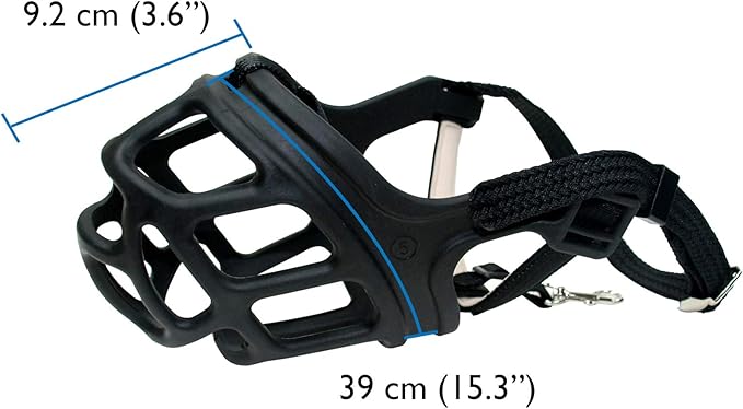 ZEUS Alpha TPR Muzzle for X-Large Dogs, Comfort Fit Design Prevents Biting, Barking and Chewing, Black