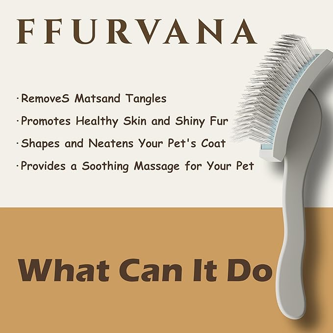 Soft-Touch Slicker Brush – Cream White – Gentle Detangling Brush for Poodles & Long-Haired Breeds