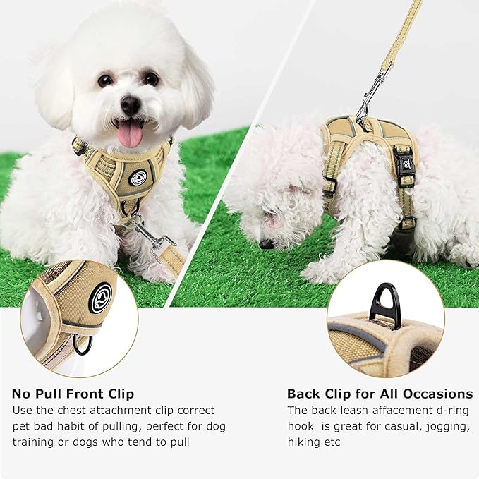 No Pull Dog Harness, Reflective Adjustable Vest, with a Training Handle + 2 Leash Hooks+ 2 Snap Buckles +4 Slide Buckles