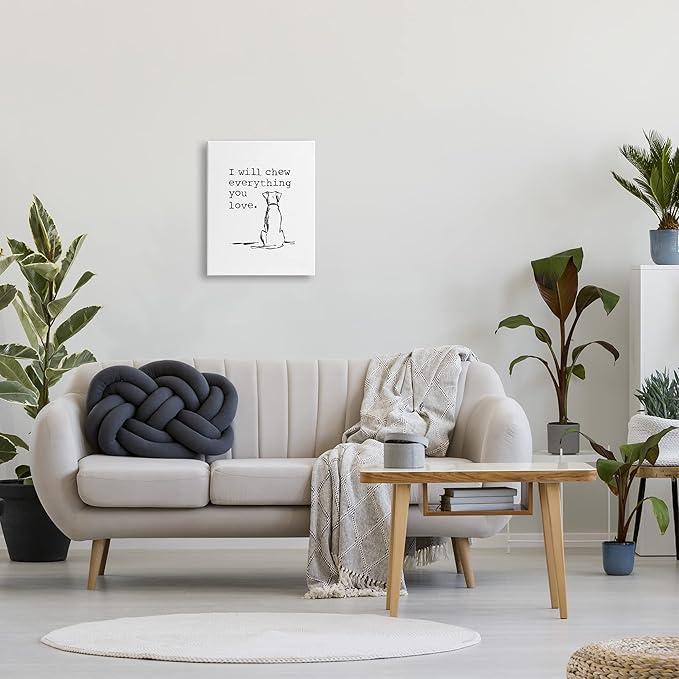 Stupell Industries Will Chew Everything You Love Funny Dog Canvas Wall Art, Design by House Fenway