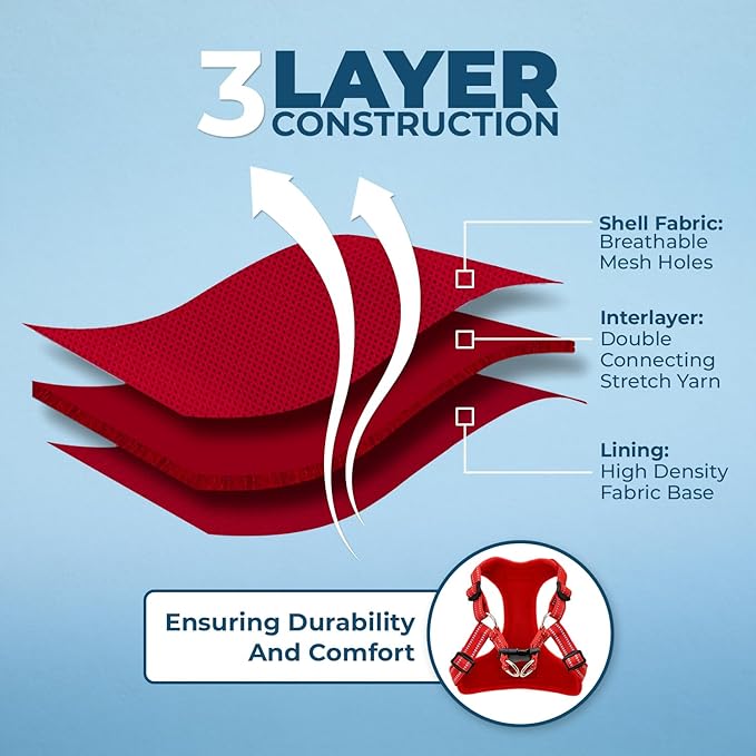 Best Pet Supplies Voyager Adjustable Dog Harness Leash Set with Reflective Stripes for Walking Heavy-Duty Full Body No Pull Vest with Leash D-Ring, Breathable All-Weather - Harness (Red), XL