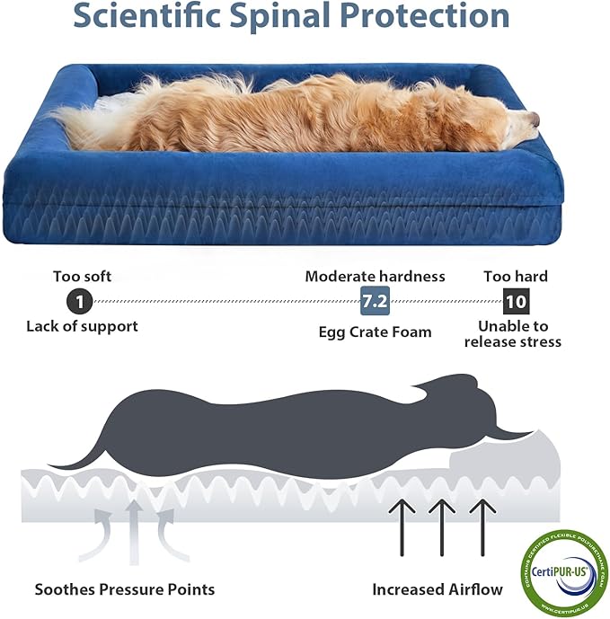 WNPETHOME Washable Dog Beds for Large Dogs, XL Dog Couch, Orthopedic Dog Sofa Bed with Removable & Waterproof Cover, Extra Large Dog Bed with Bolster Sides for Sleeping, Big Dog Couch Bed with Sides