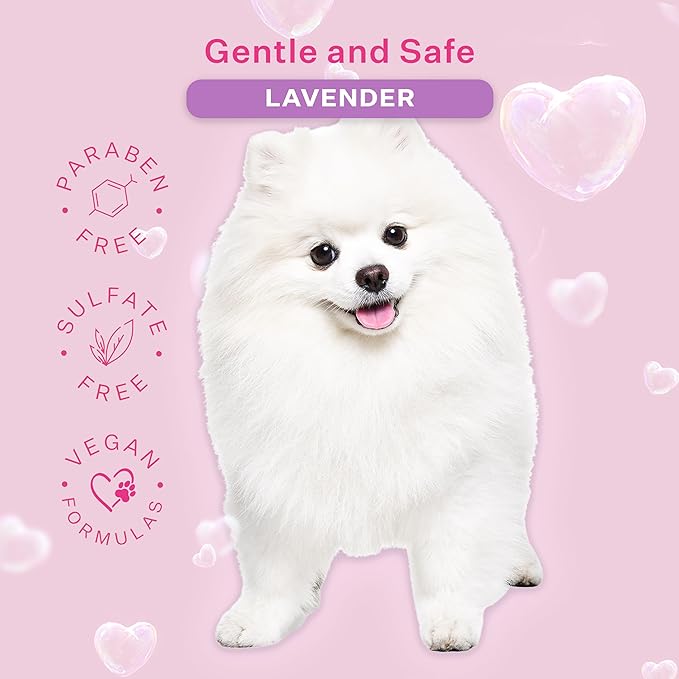 Paris Hilton Dog Shampoo - Gentle Calming Lavender Scent, Sulfate-Free Vegan & Hypoallergenic for All Dog Breeds, with Oatmeal & Aloe for Healthy Coats & Salon-Quality Grooming, 16oz (480ml)