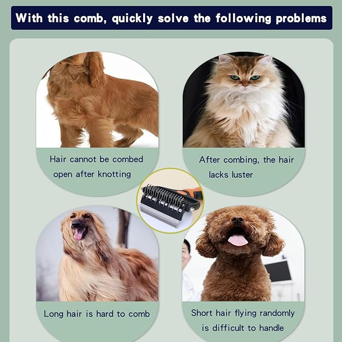 Pt brush for shedding，Dematting comb for Dogs, Cat deshedding Brush, Dog Grooming Rakes for long haired Dogs-Double Sided Shedding,Pet undercoat brushes Reduce Shedding by 95% (Pink)