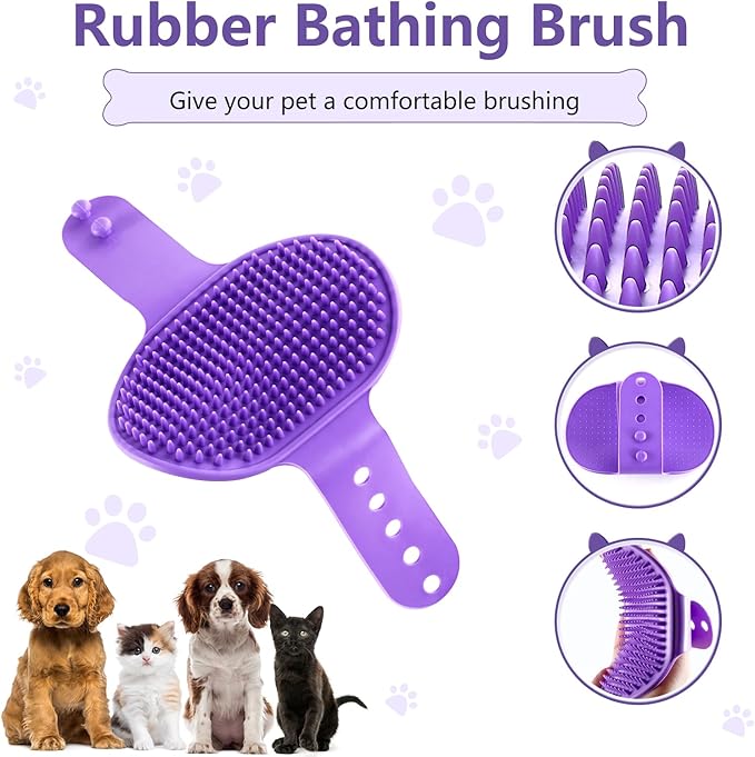 Dog Brush Kit – 4-in-1 Grooming Set with Self-Cleaning Slicker Brush & Undercoat Rake for Small, Medium & Large Long-Haired Dogs, Cats & Pets, Reduces Shedding, Tangles & Mats, Easy to Use