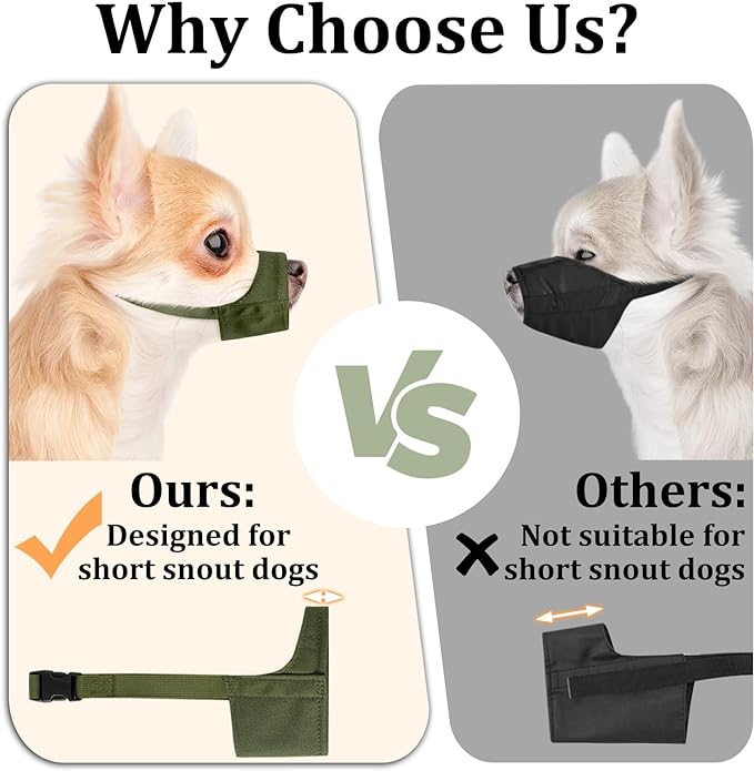 Mayerzon Short Snout Dog Muzzle, Small Muzzle for Chihuahua Shih Tzu American Bully Boxer Puppy, Soft Fabric Muzzles for Grooming Vet Visits