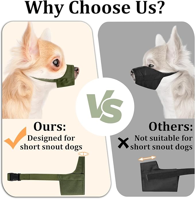 Mayerzon Short Snout Dog Muzzle, Small Muzzle for Chihuahua Shih Tzu American Bully Boxer Puppy, Soft Fabric Muzzles for Grooming Vet Visits