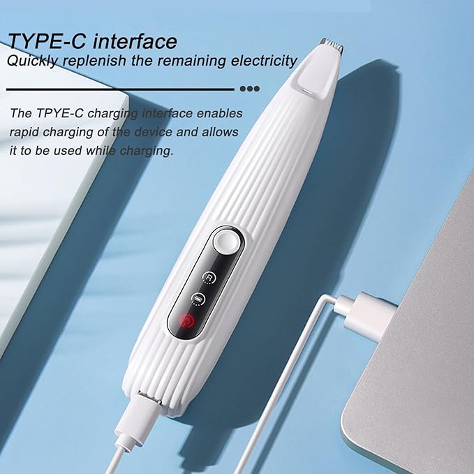 Rechargeable Pet Paw Trimmer with LED Light for Small Dogs - Precision Grooming Tool for Feet, Ears, and Face Hair （White）