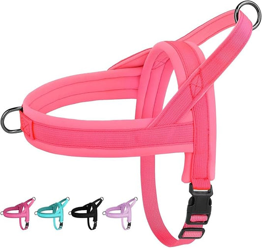 Beirui No Pull Dog Harness for Small Medium Dogs Puppies, Soft Neoprene Quick Fit Harness with Durable Front Clip & Back Clip, Lightweight Easy for Daily Walking (Pink,S)