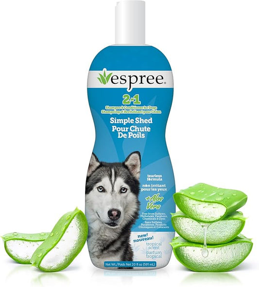 Espree Simple Shed Dog Shampoo & Conditioner, Shed Control Formula with Goat’s Milk, Oat Hydrolysates & Chamomile to Reduce Shedding, Moisturize, and Strengthen Coat, Gentle for Sensitive Skin, 20oz