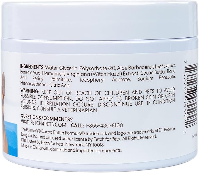 Palmer's for Pets Face and Eye Wipes with Cocoa Butter and Vitamin E, Dog Eye Cleaning and Care, Specially Fomulated for Dogs, 100ct