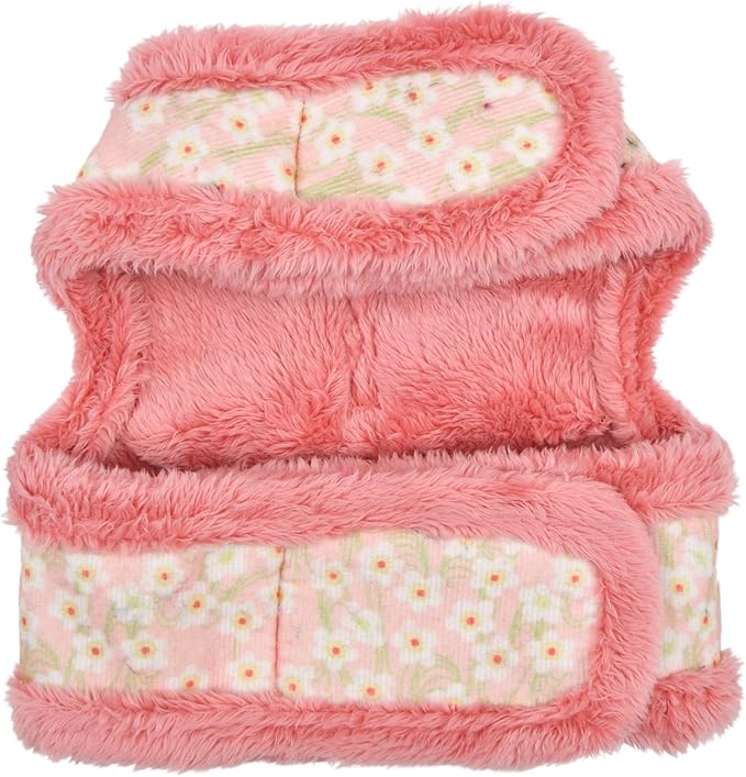Pinkaholic New York Kalina Jacket Dog Harness Step-in Warm Winter Flower Pattern for Small Dog, Indian Pink, Medium