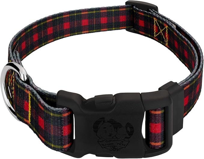 Country Brook Petz - Deluxe Buffalo Plaid Dog Collar - Made in The U.S.A. - Plaid and Argyle Collection Featuring Charming Designs (1/2 Inch, Extra Small)