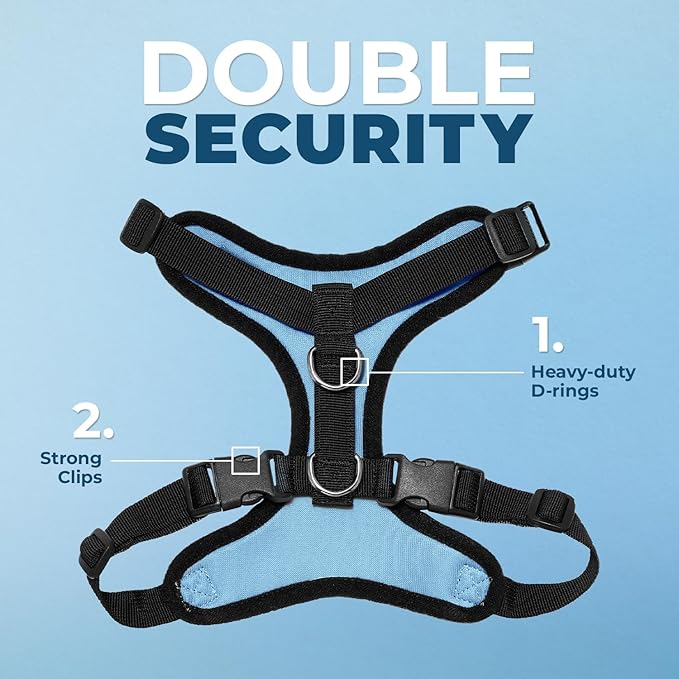 Voyager Step-in Lock Pet Harness - All Weather Mesh, Adjustable Step in Harness for Cats and Dogs by Best Pet Supplies - Baby Blue/Black Trim, XS