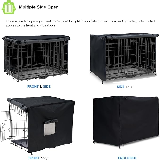 Dog Crate Cover 42in Waterproof Pet Kennel Cover for Outdoor/Indoor Protection, Durable Windproof Crate Cover Universal Fit for Wire Dog Crate (42''L*28''W*30''H-Black)