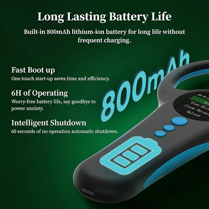 Pet Microchip Scanner, Rechargeable RFID EMID Micro Chip Reader Scanner, 2.4GHz Bluetooth USB, 1.44 TFT Screen Display ISO11784 / 11785 / FDX B EMID for Animal Pet Dog Cat