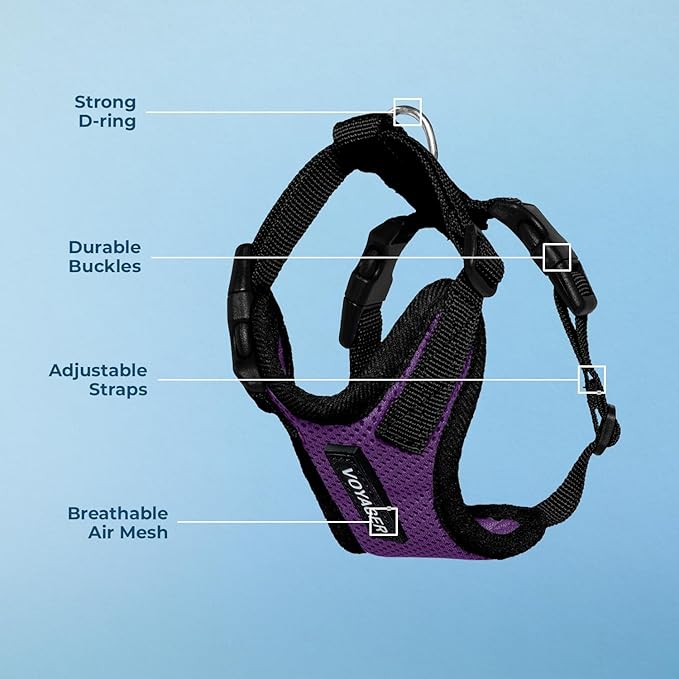 Voyager Step-in Lock Pet Harness - All Weather Mesh, Adjustable Step in Harness for Cats and Dogs by Best Pet Supplies - Purple/Black Trim, M