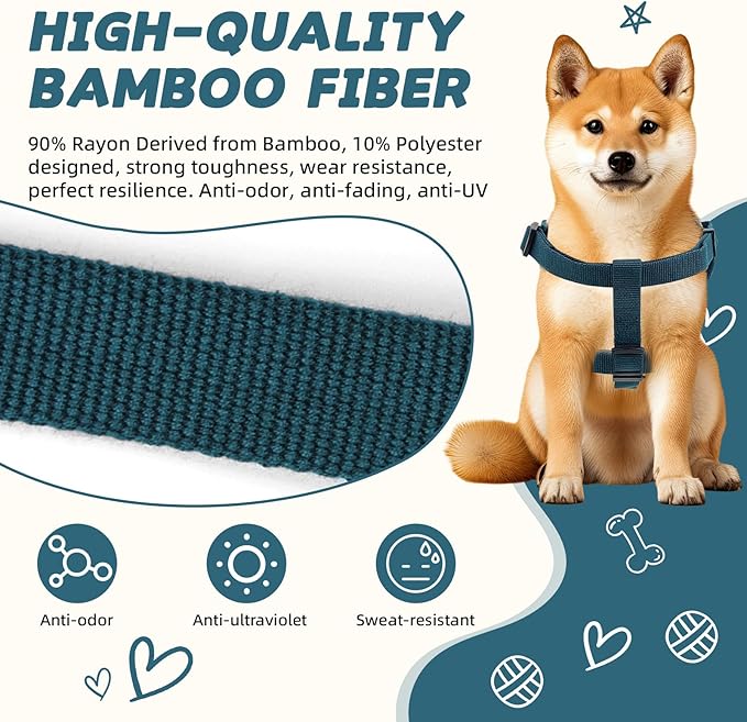 Dog Harness for Small Dogs Rayon Derived from Bamboo 90%, Polyester 10%, Step-in Adjustable Dog Harness XS XXS Dog Harness Available for Small Dogs-Teal Blue