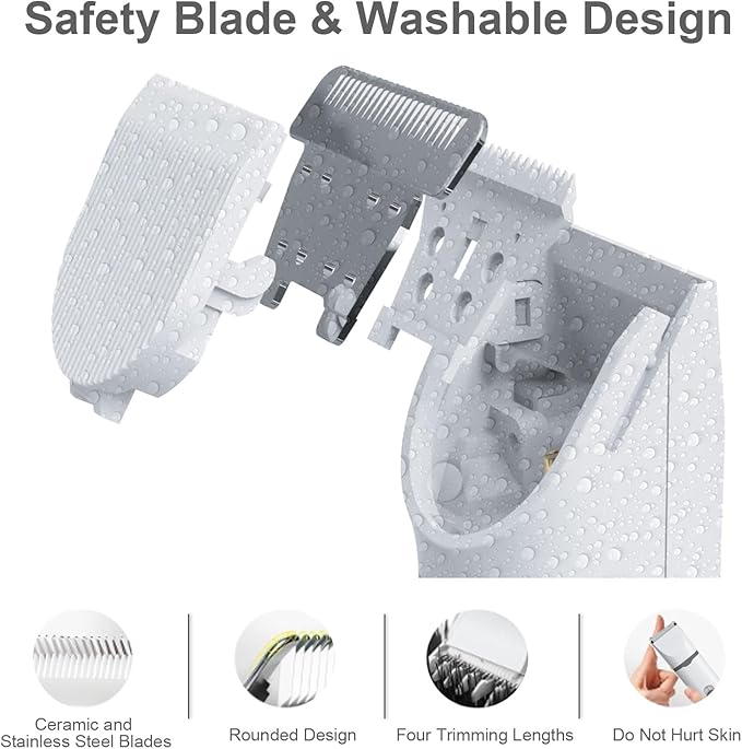 KIKETECH Quiet Dog Grooming Clippers - 4 in 1 Professional Dog Hair Clippers for Small Cats Dogs Pets, Rechargeable Cordless Pet Trimmer for Grooming, PinkRose