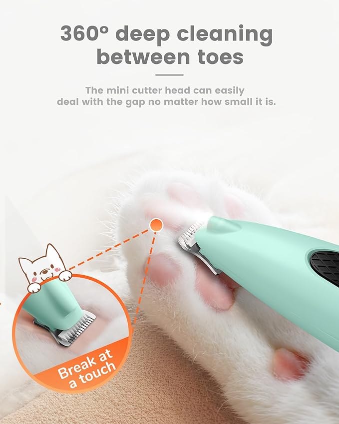 Dog Paw Trimmer with LED Light, Ultra-Low Noise Paw Trimmer for Dogs, Cordless Dog Clippers for Grooming with LED Display, Type-C Rechargeable Pet Clippers for Pads, Ears, Eyes, Face, Rump