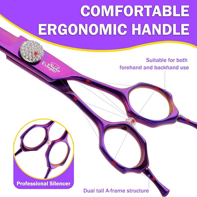 7" Curved Dog Grooming Scissors & Ethyxe 7 Inch Curved Scissors for Dog Grooming