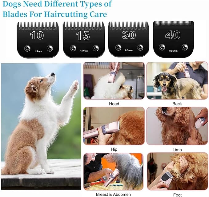 Detachable Pet Dog Clipper Blades,Compatible with Oster A5, Wahl KM Series Clippers,Made of Ceramic,Black,3 Pack (4FC 5FC 7FC)