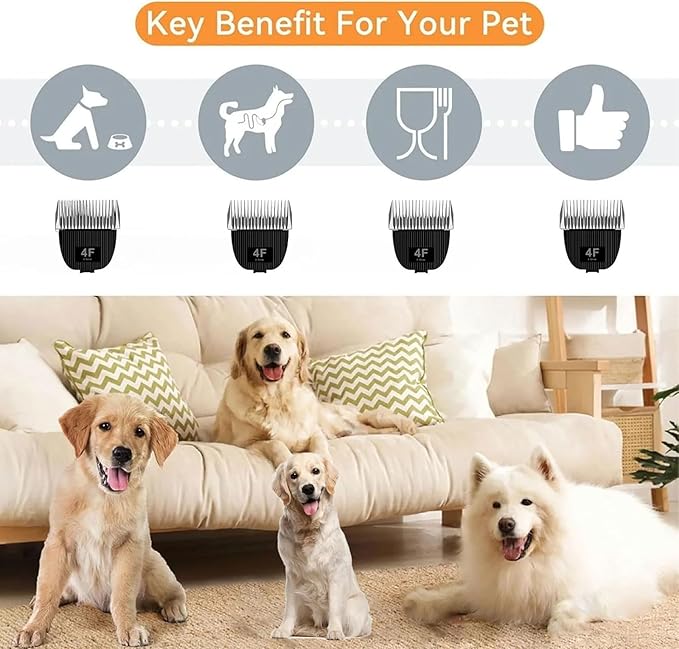 Replacement Blade for nebot P1 Pro Pet Grooming Kit & Vacuum,Size-4F Cut Length 3/8"(9.5mm),Made of Ceramic Blade & Stainless Steel Blade,2 Pack