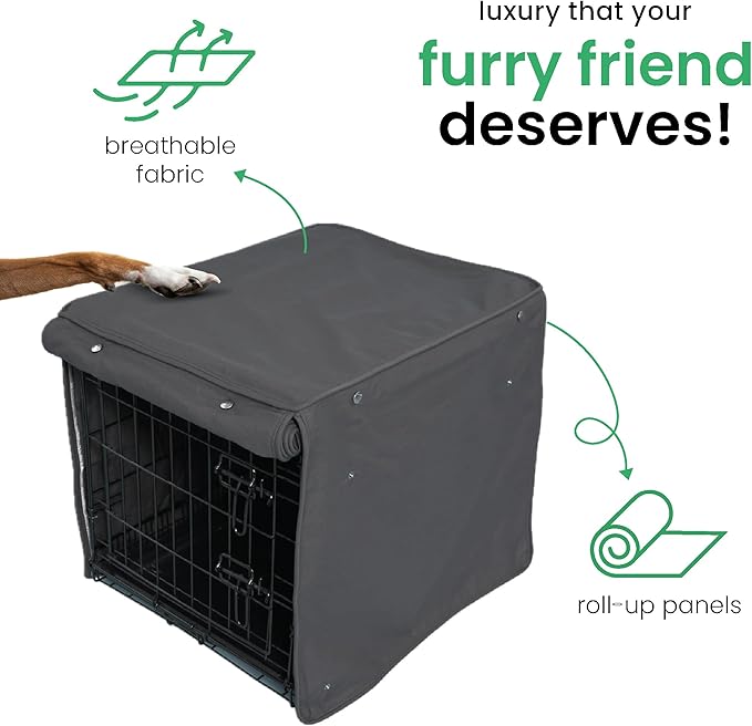 Molly Mutt I'm a Realist Dog Crate Cover, 100% Cotton Canvas Cover with 2 Roll-Up Panels, Ideal for Dog or Cat Crate, Durable, Washable, and Free of Harmful Chemicals, 30" x 21" x 24"