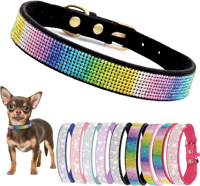 Bling Dog Collars for Medium Dogs, Rhinestone Dog Collar with Diamond Crystal Glitter Sparkling Female Cat Collars for Small Medium Large Dogs Dark Black, M