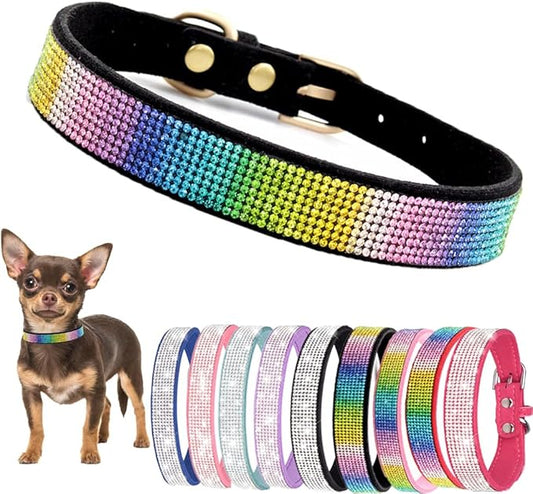 Diamond XS Dog Collar Girl, Bling Dog Collar with Rhinestone Crystal Glitter Female Dog Collars for Puppy XXS XS Small Dogs and Cats, Dark Black, XS