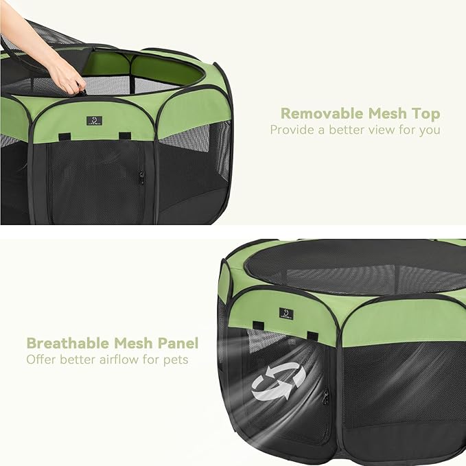 A4Pet Dog Playpen, Portable Pet Playpen, Foldable Dog Playpen Indoor/Outdoor - Ideal for Puppies, Kittens, and Small Animals - Removable Zipper & Collapsible Travel Bowl