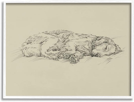 Stupell Industries Serene Dog Sleep Soft Cushion Monochrome Sketch Portrait, Design by Ethan Harper